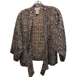Tradition Cardigan Leopard Print Tie Front Sparkly Blazer Open Front Cardigan
